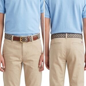 Vineyard Vines Kids Belt in Brown and Gold